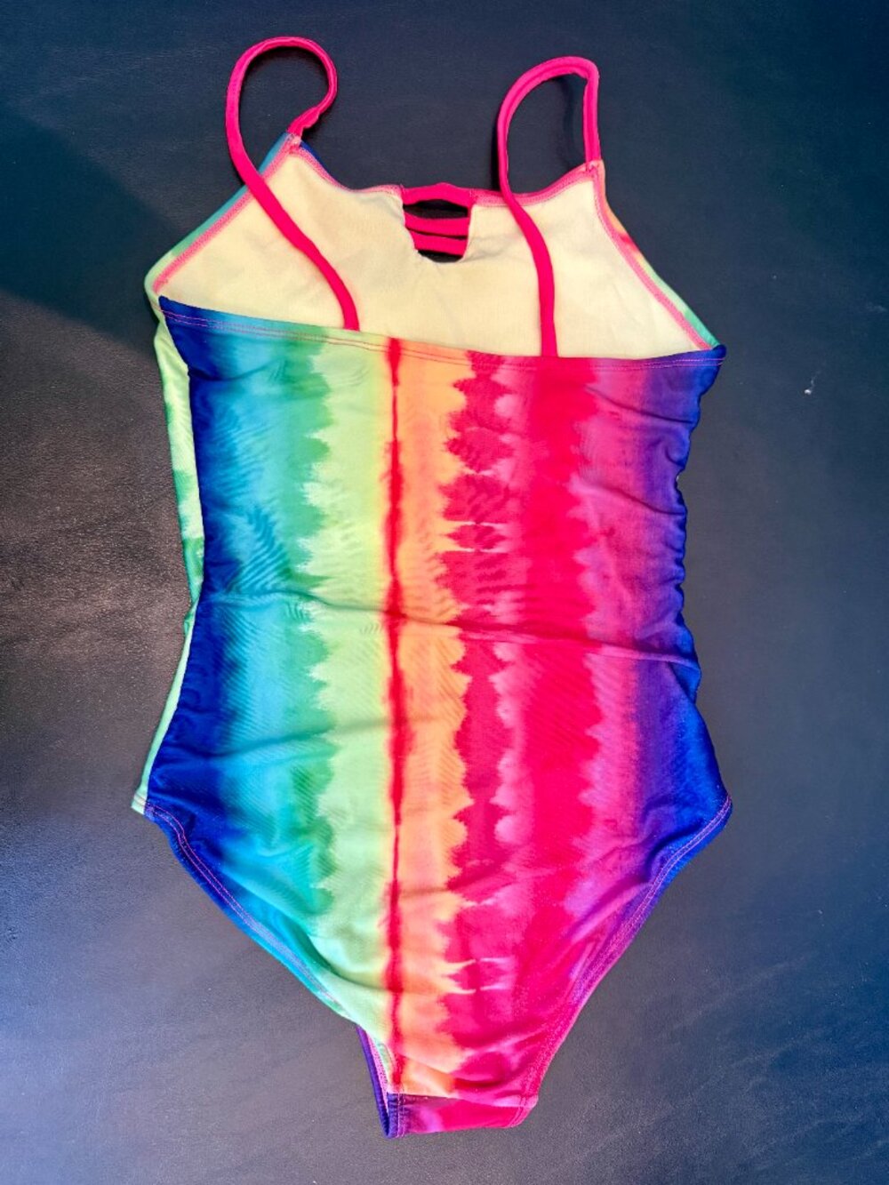 Cat & Jack Girls' Rainbow Tie-Dye One Piece Swimsuit Large 10/12 - Picture 2 of 7